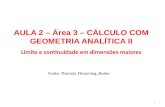 AULA 2 – Área 3 – CÁLCULO COM GEOMETRIA ANALÍTICA II Limite e continuidade em dimensões maiores Fonte: Thomas, Flemming, Buske 1.