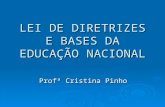 LEI DE DIRETRIZES E BASES DA EDUCAÇÃO NACIONAL Profª Cristina Pinho.