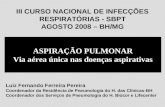 III CURSO NACIONAL DE INFECÇÕES RESPIRATÓRIAS - SBPT AGOSTO 2008 – BH/MG ASPIRAÇÃO PULMONAR Via aérea única nas doenças aspirativas Luiz Fernando Ferreira.