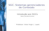 SGC- Sistemas gerenciadores de Conteúdo Introdução aos SGCs Tópico 2 do plano de ensino Professor: Victor Hugo L. Lopes.