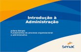 Introdução à Administração Juliana Borges Fundamentos do processo organizacional e administrativo.