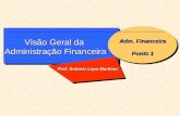 Visão Geral da Administração Financeira Adm. Financeira Ponto 1 Prof. Antonio Lopo Martinez