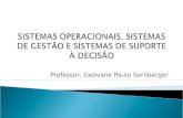 Professor: Geovane Paulo Sornberger. Os sistemas de informação classificam-se em: - Sistemas de Informações de Apoio às Operações; e - Sistemas de Apoio.