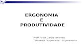 ERGONOMIA E PRODUTIVIDADE Profª Paula Garcia Iamonde Terapeuta Ocupacional - Ergonomista.