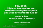 PRODUÇÃO E TRANSPORTE DA ENERGIA Ricardo Junqueira Fujii ricardo.fujii@poli.usp.br PEA-5765 Tópicos Avançados em Sistemas Energéticos para um Desenvolvimento.