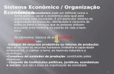 1 Sistema Econômico / Organização Econômica Um sistema econômico pode ser definido como a forma política, social e econômica pela qual está organizada.