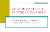 EFEITOS DA POSSE E PROTEÇÃO DA POSSE Direito Opet – 7º Período Profª. Emilia D. C. Martins de Oliveira.