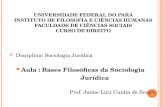 Disciplina: Sociologia Jurídica Aula : Bases Filosóficas da Sociologia Jurídica Prof. Jaime Luiz Cunha de Souza UNIVERSIDADE FEDERAL DO PARÁ INSTITUTO.