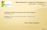 Manutenção e Suporte Hardware I (Conceitos - unidade 1 ) Instituto Federal de Educação Tecnológica – IFPB Monteiro Cursos: Técnico em Manutenção e Suporte.