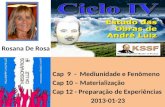 Cap 9 - Mediunidade e Fenômeno Cap 10 – Materialização Cap 12 - Preparação de Experiências 2013-01-23 Rosana De Rosa.