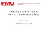 Tecnologia da informação Aula 11 – Segurança e Ética Profº Erich Turma 6-A Noturno.