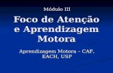 Foco de Atenção e Aprendizagem Motora Módulo III Aprendizagem Motora – CAF, EACH, USP.