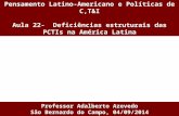 Pensamento Latino-Americano e Políticas de C,T&I Aula 22- Deficiências estruturais das PCTIs na América Latina Professor Adalberto Azevedo São Bernardo.