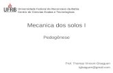 Mecanica dos solos I Pedogênese Prof. Thomas Vincent Gloaguen tgloaguen@gmail.com Universidade Federal do Reconcavo da Bahia Centro de Ciencias Exatas.