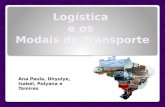 Ana Paula, Dhyulye, Isabel, Polyana e Tamires. O papel do Transporte na estratégia logística... Os modais de transporte... Transporte Aéreo... Transporte.