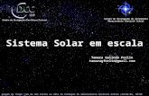 Sistema Solar em escala Imagem de fundo: céu de São Carlos na data de fundação do observatório Dietrich Schiel (10/04/86, 20:00 TL) crédito: Stellarium.