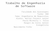 Trabalho de Engenharia de Software Faculdade dos Guararapes Turma: 5NA Tema: Engenharia de Requisitos Alunos: Walter Fonseca Junior Paula Michelly v. Silva.