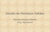 Gestão de Resíduos Sólidos Renata Esteves Ribeiro Eng. Agrônoma.