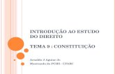 INTRODUÇÃO AO ESTUDO DO DIREITO TEMA 9 : CONSTITUIÇÃO Arnaldo J Aguiar Jr. Mestrando do PCHS - UFABC.