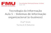 Tecnologia da informação Aula 5 – Sistemas de informação organizacional (e-business) Profº Erich Turma 6-A Noturno.