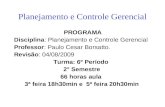 Planejamento e Controle Gerencial PROGRAMA Disciplina: Planejamento e Controle Gerencial Professor: Paulo Cesar Borsatto. Revisão: 04/08/2009 Turma: 6º.