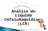 Análise do Líquido CéfaloRaquidiano (LCR) Prof. MS. Maurício A. Gomes Heleno.