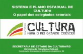 SECRETARIA DE ESTADO DA CULTURA/RS Diretoria da Cidadania Cultural Coordenação da organização do Plano e colegiados no RS SISTEMA E PLANO ESTADUAL DE CULTURA.