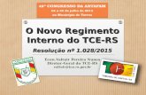 O Novo Regimento Interno do TCE-RS Resolução nº 1.028/2015 Econ.Valtuir Pereira Nunes Diretor-Geral do TCE-RS valtuir@tce.rs.gov.br.