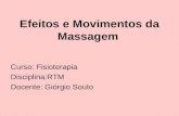 Efeitos e Movimentos da Massagem Curso: Fisioterapia Disciplina:RTM Docente: Giórgio Souto.