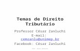 Temas de Direito Tributário Professor César Zanluchi E-mail: cemzanlu@unimep.brcemzanlu@unimep.br Facebook: César Zanluchi Prof. César Zanluchi.