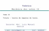 Tema II Titulo : teoria de impulso de terra. Docente: Msc. Luis Manuel García Teórica Mecânica dos solos II e-mail: chenty35@gmail.com Telef.: 843949247.