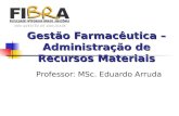 Gestão Farmacêutica – Administração de Recursos Materiais Professor: MSc. Eduardo Arruda.