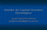 Gestão de Capital Humano Estratégico Jorge Alexandre Maciel joralexmaciel@terra.com.br.