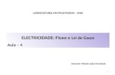 ELECTRICIDADE: Fluxo e Lei de Gauss Aula – 4 1 LICENCIATURA EM PILOTAGEM – EAD Docente: Moisés João Chambule.