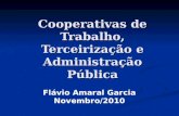 Cooperativas de Trabalho, Terceirização e Administração Pública Flávio Amaral Garcia Novembro/2010.
