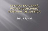 Selo Digital.  O que é?  É uma seqüência de alfanuméricos que serão gerados pelo Sistema do FERMOJU, no Tribunal de Justiça do Ceará. Esses códigos.