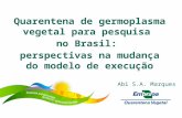 Quarentena de germoplasma vegetal para pesquisa no Brasil: perspectivas na mudança do modelo de execução Abi S.A. Marques.