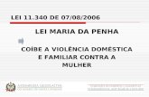 LEI 11.340 DE 07/08/2006 LEI MARIA DA PENHA COÍBE A VIOLÊNCIA DOMÉSTICA E FAMILIAR CONTRA A MULHER.