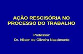 AÇÃO RESCISÓRIA NO PROCESSO DO TRABALHO Professor: Dr. Nilson de Oliveira Nascimento.
