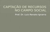 Prof. Dr. Luiz Renato Ignarra.  As entidades do terceiro setor precisam de recursos para ser efetivas quanto para ser sustentáveis.  A existência ou.