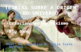 TEORIAS SOBRE A ORIGEM DO UNIVERSO Criacionismo ou Fixismo Big Bang Profª Me Jaqueline M. Della Torre Martins.