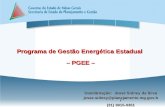 Programa de Gestão Energética Estadual – PGEE – Coordenação: Jessé Sidney da Silva jesse.sidney@planejamento.mg.gov.br (31) 3915-0351.