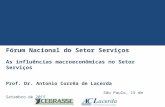 Fórum Nacional do Setor Serviços As influências macroeconômicas no Setor Serviços Prof. Dr. Antonio Corrêa de Lacerda São Paulo, 15 de Setembro de 2015.