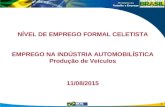 NÍVEL DE EMPREGO FORMAL CELETISTA EMPREGO NA INDÚSTRIA AUTOMOBILÍSTICA Produção de Veículos 11/08/2015 1.