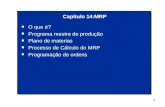 1 n O que é? n Programa mestre de produção n Plano de materias n Processo de Cálculo do MRP n Programação de ordens Capítulo 14:MRP.