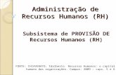 Administração de Recursos Humanos (RH) Subsistema de PROVISÃO DE Recursos Humanos (RH) FONTE: CHIAVENATO, Idalberto. Recursos Humanos: o capital humano