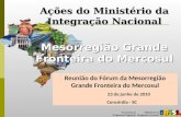 Secretaria de Programas Regionais Ministério da Integração Nacional Reunião do Fórum da Mesorregião Grande Fronteira do Mercosul 23 de junho de 2010 Concórdia.