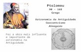 Ptolomeu 90 – 168 Grego Astronomia da Antiguidade Geocentrismo Almagesto Fez a obra mais influente e importante de astronomia na Antiguidade.