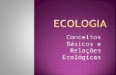 Conceitos Básicos e Relações Ecológicas.  É a parte da Biologia que estuda as relações dos seres vivos entre si e com o ambiente. Auto-ecologia: estuda.