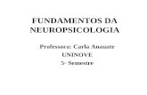 FUNDAMENTOS DA NEUROPSICOLOGIA Professora: Carla Anauate UNINOVE 5◦ Semestre.